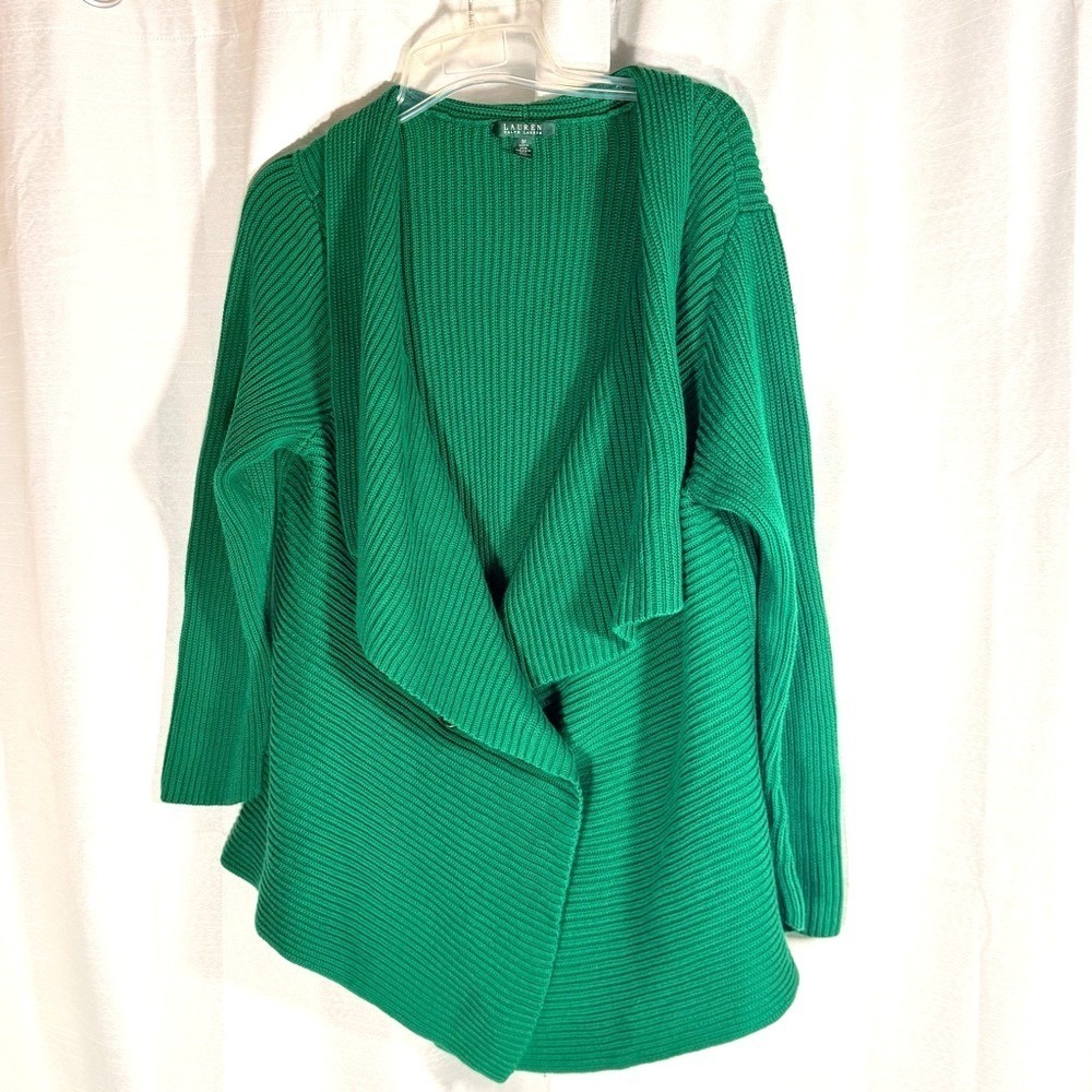 Lauren Ralph Lauren‎ Green Double-Breasted 100% cotton Women's Sweater size 3XL - Picture 3 of 11